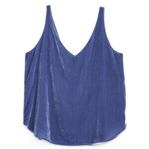 Loft Petites Dusty Blue Velvet Shell Sleeveless Tank Top Blouse Size MP